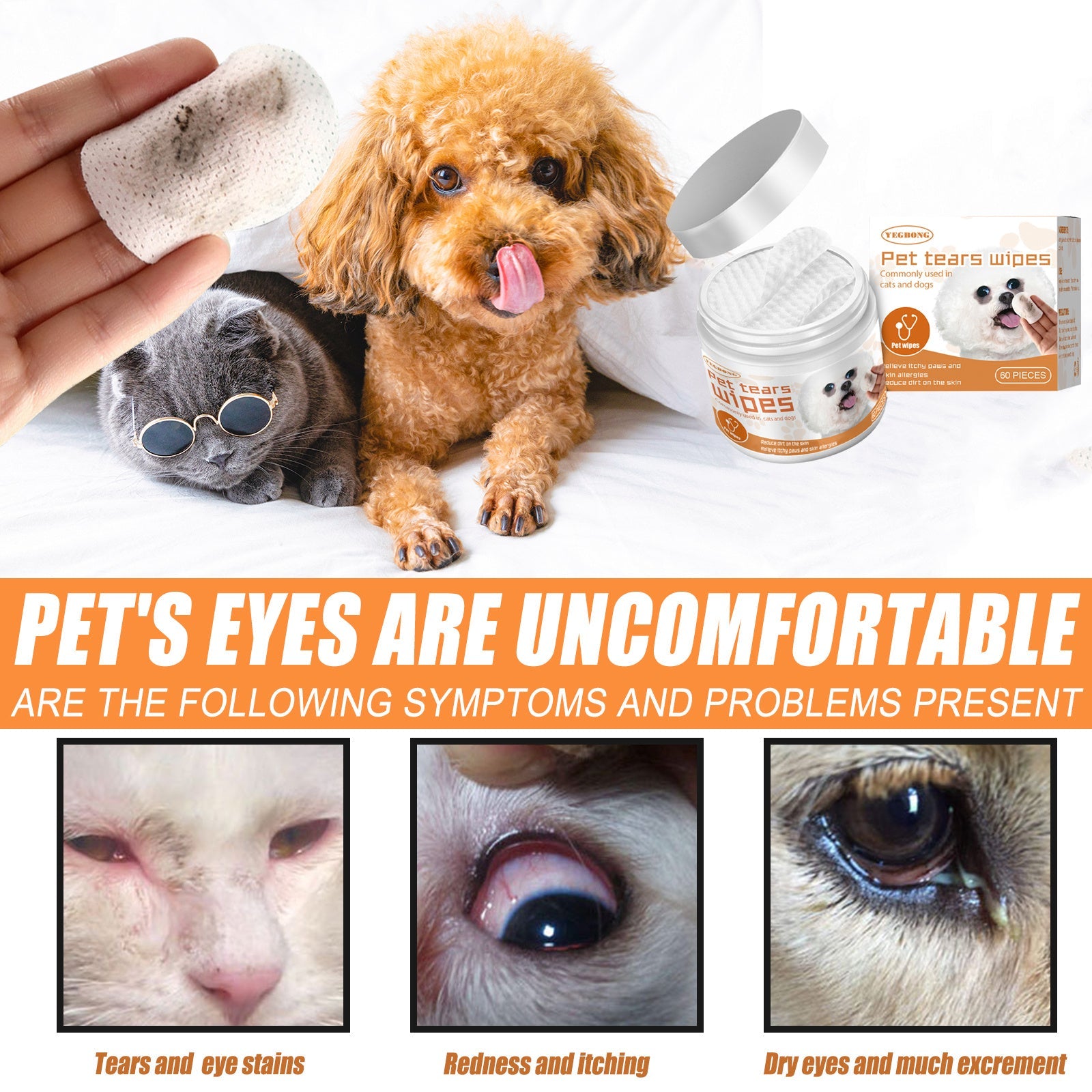 PurEyes Pet Tear Stain Remover Wipes