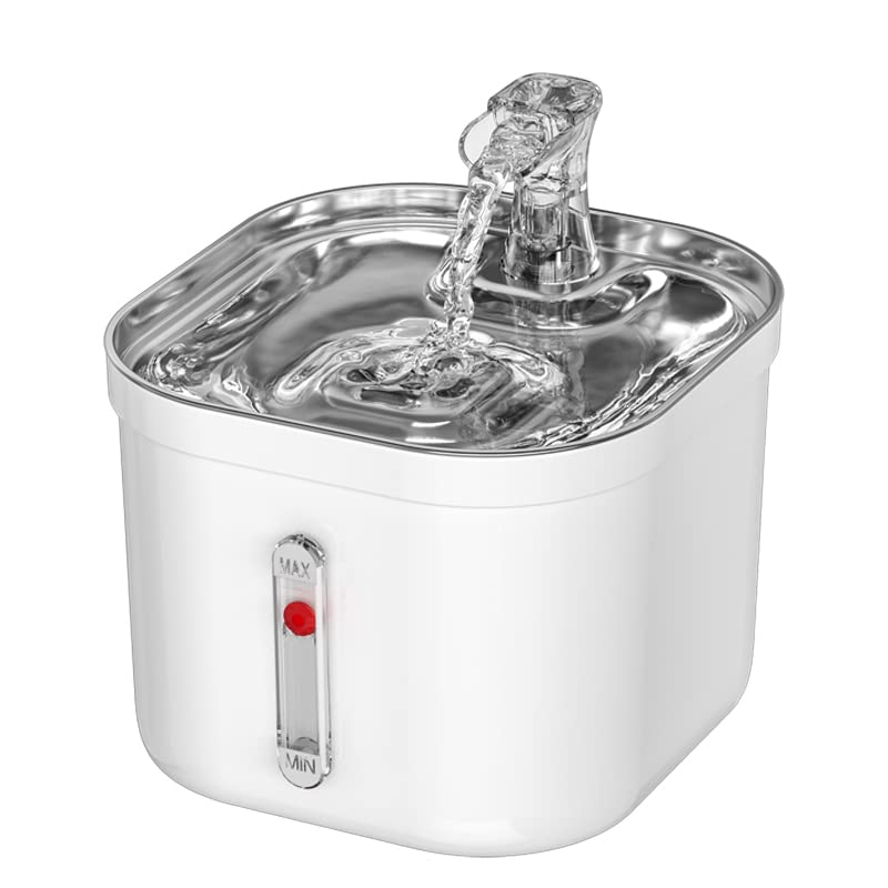 ANNAINUTC Cat Water Fountain 2L/68oz Automatic Stainless Steel Pet Fountain Dog Water Dispenser with Replacement Filters & Ultra-Quiet Pump for CatsDogsMultiple Pets