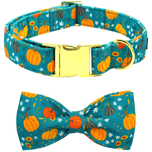 Autumn Pumpkin Print Adjustable Dog Collar
