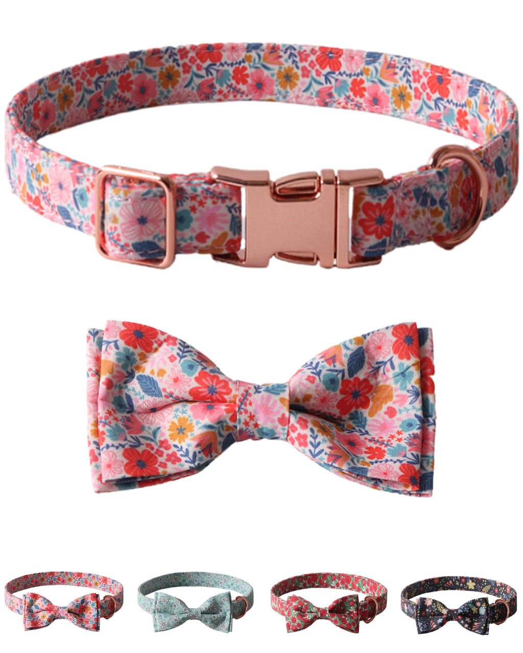 Chic Petank Bowtie Dog Collar with Metal Buckle (Large Pink)