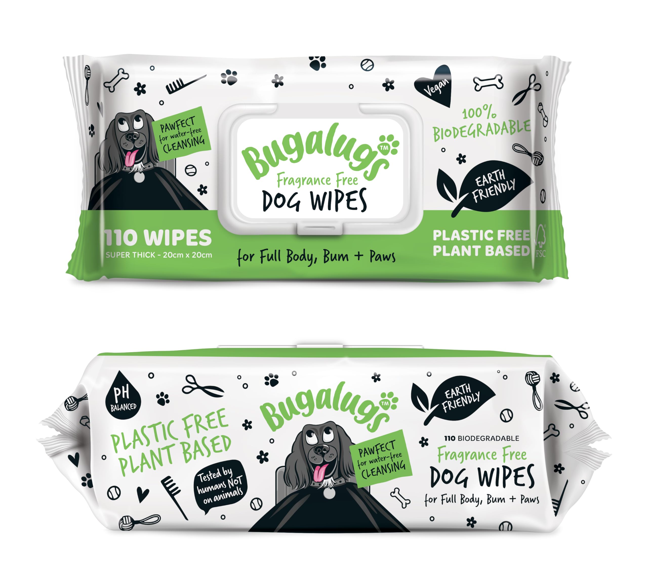 EcoFriendly Dog & Cat Cleansing Wipes - Plastic-Free, 110 Count