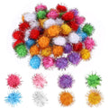 60 Pcs Sparkling Cat Toy Balls - 2 Inch Colorful Pom Poms