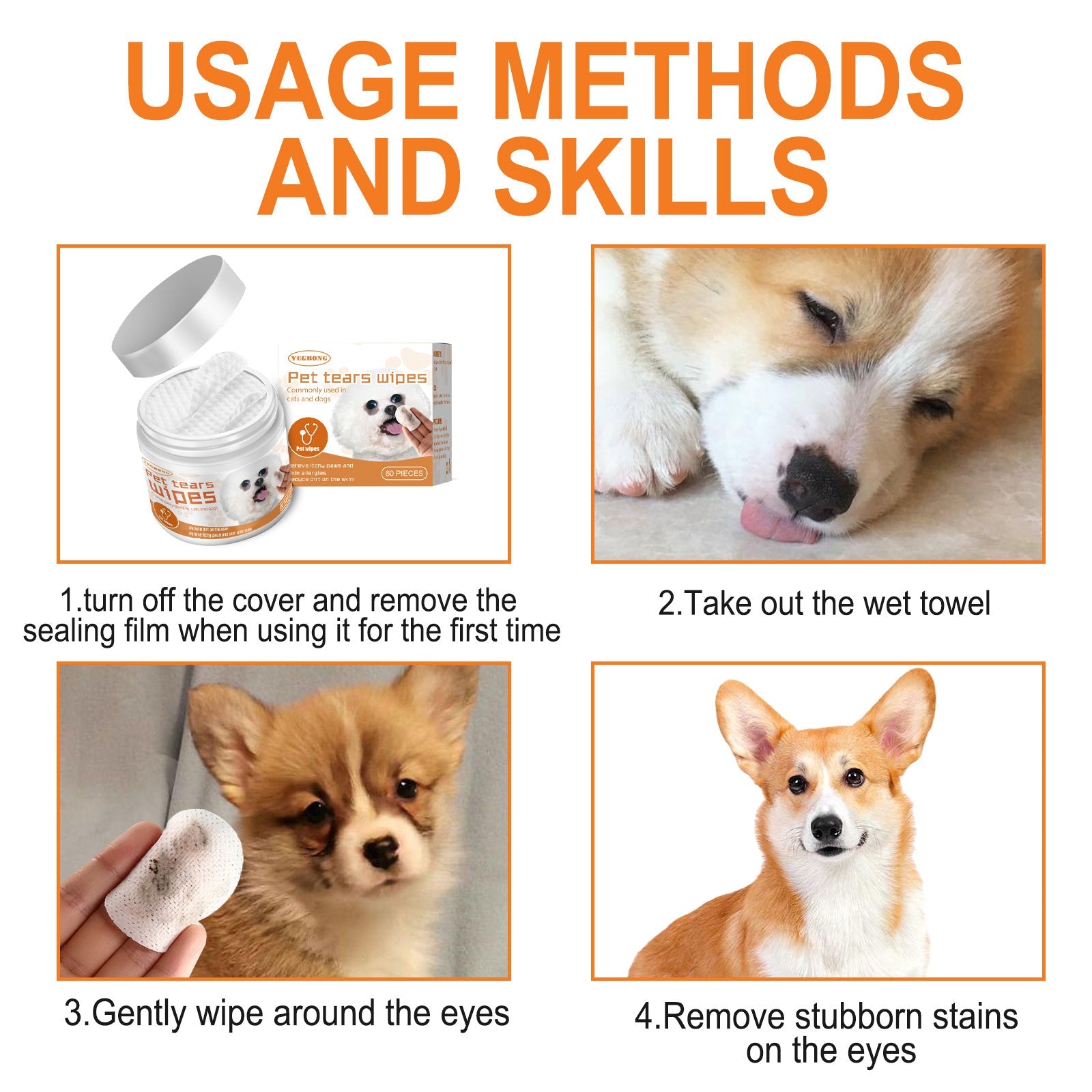 PurEyes Pet Tear Stain Remover Wipes
